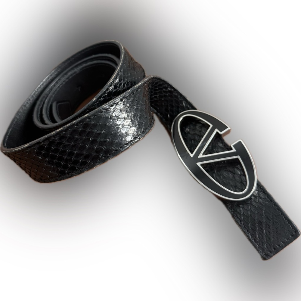 Valentino Garavani Black Snake Leather Belt – Size L